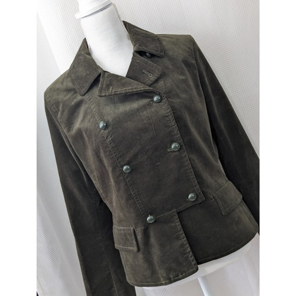 NWOT! TALBOTS PETITES! SAGE GREEN VELVET DOUBLE BREASTED, PEPLUM JACKET! SZ 12P - Picture 8 of 8